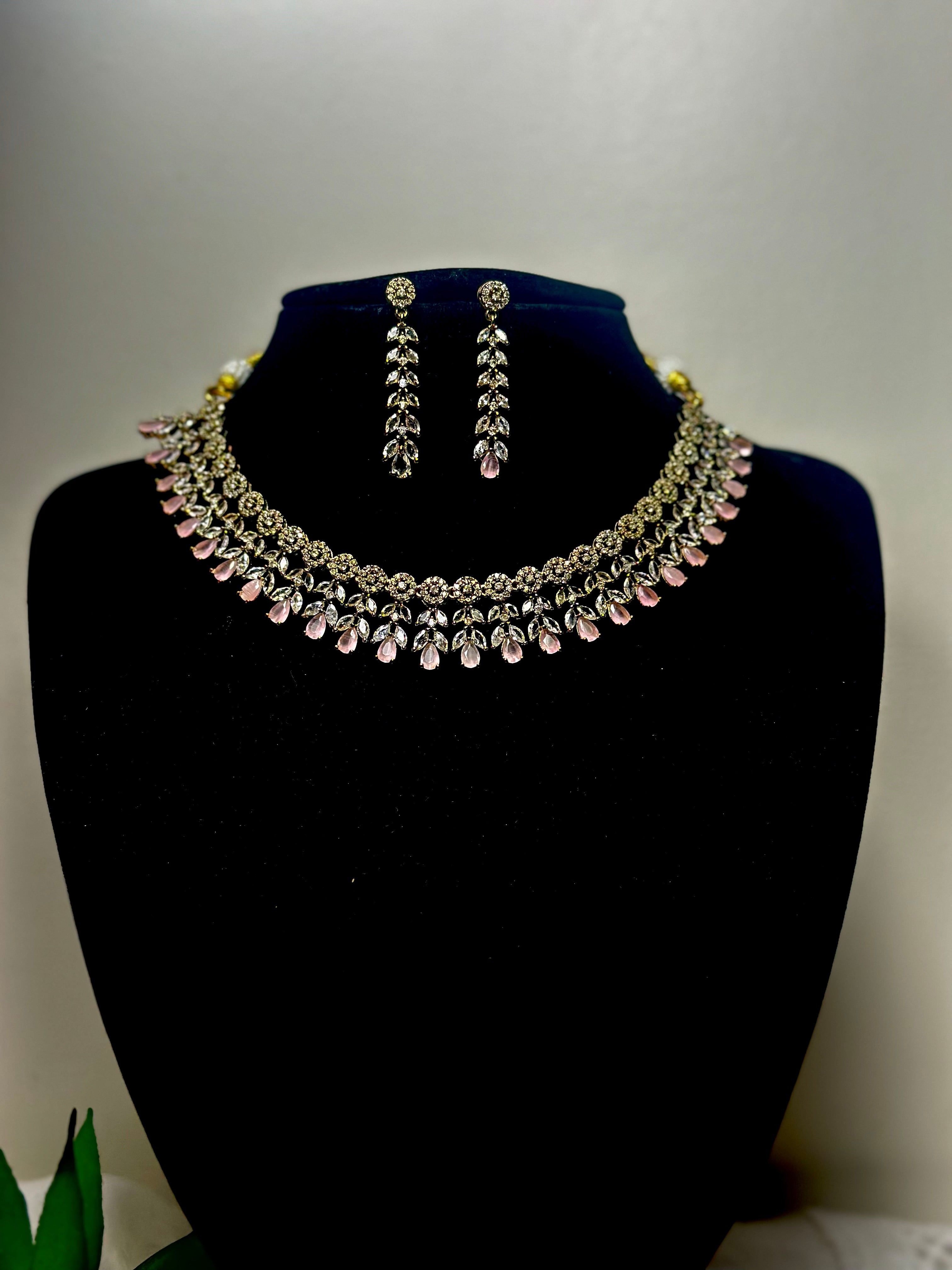 Blush Blossom Marquise Choker Necklace Set