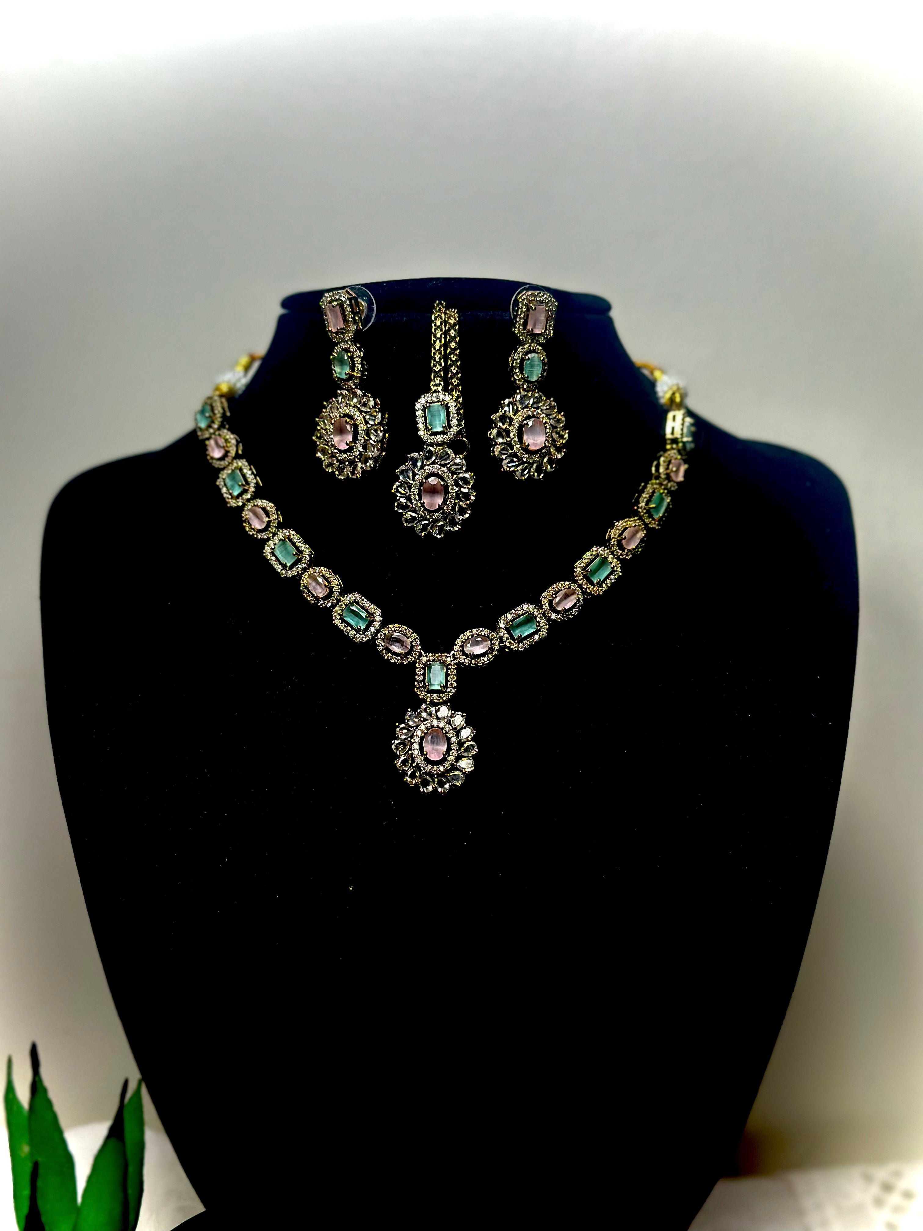 Myra Ruby Floral Medallion Choker Set