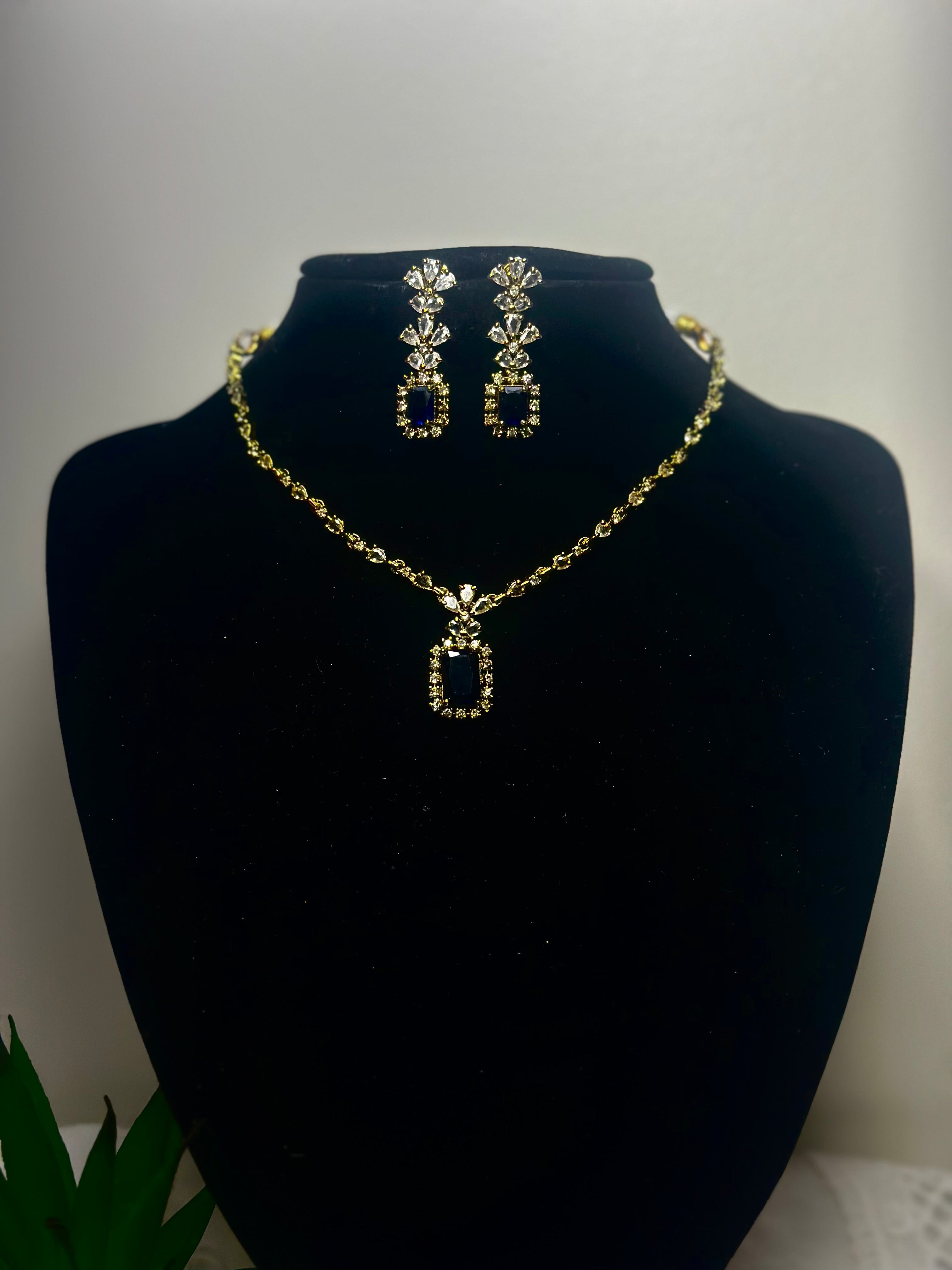 Regal Twilight Emerald Cut Pendant Set