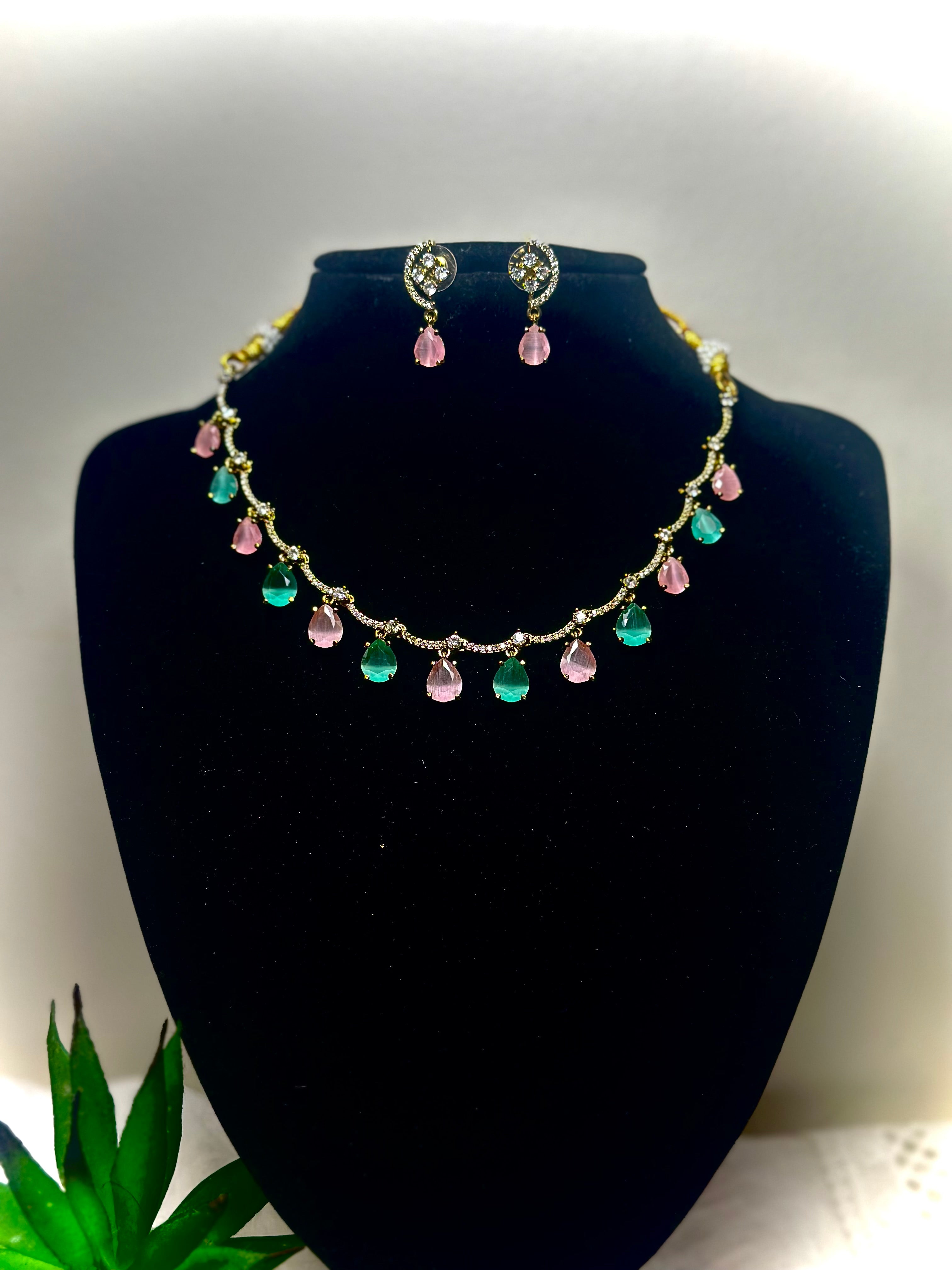 Tanvi Royal Emerald Drop Choker Set