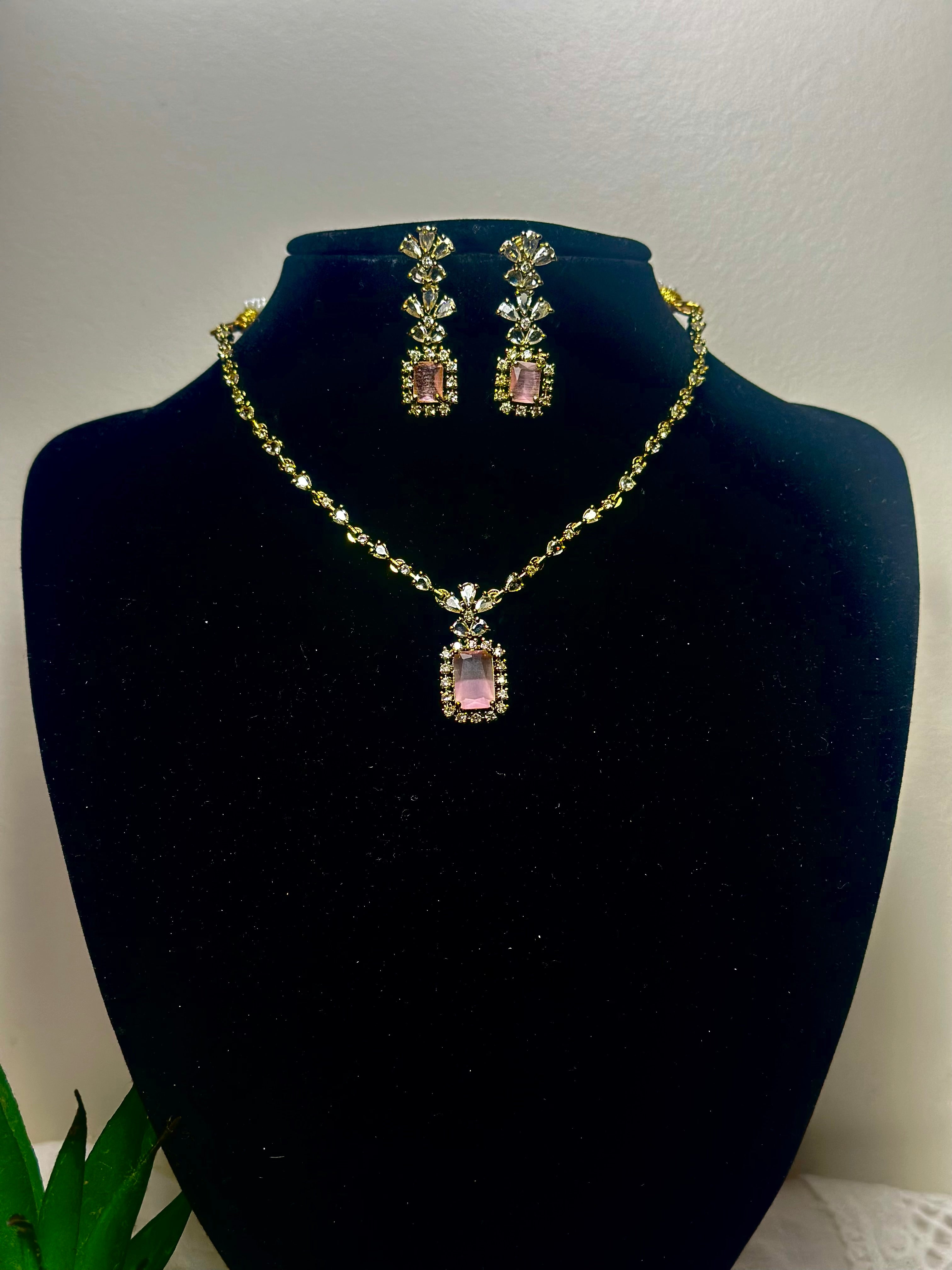 Blush Royalty Emerald Cut Pendant Set