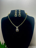 Regal Crimson Teardrop Halo Necklace Set