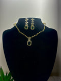 Regal Emerald Halo Pendant Necklace Set