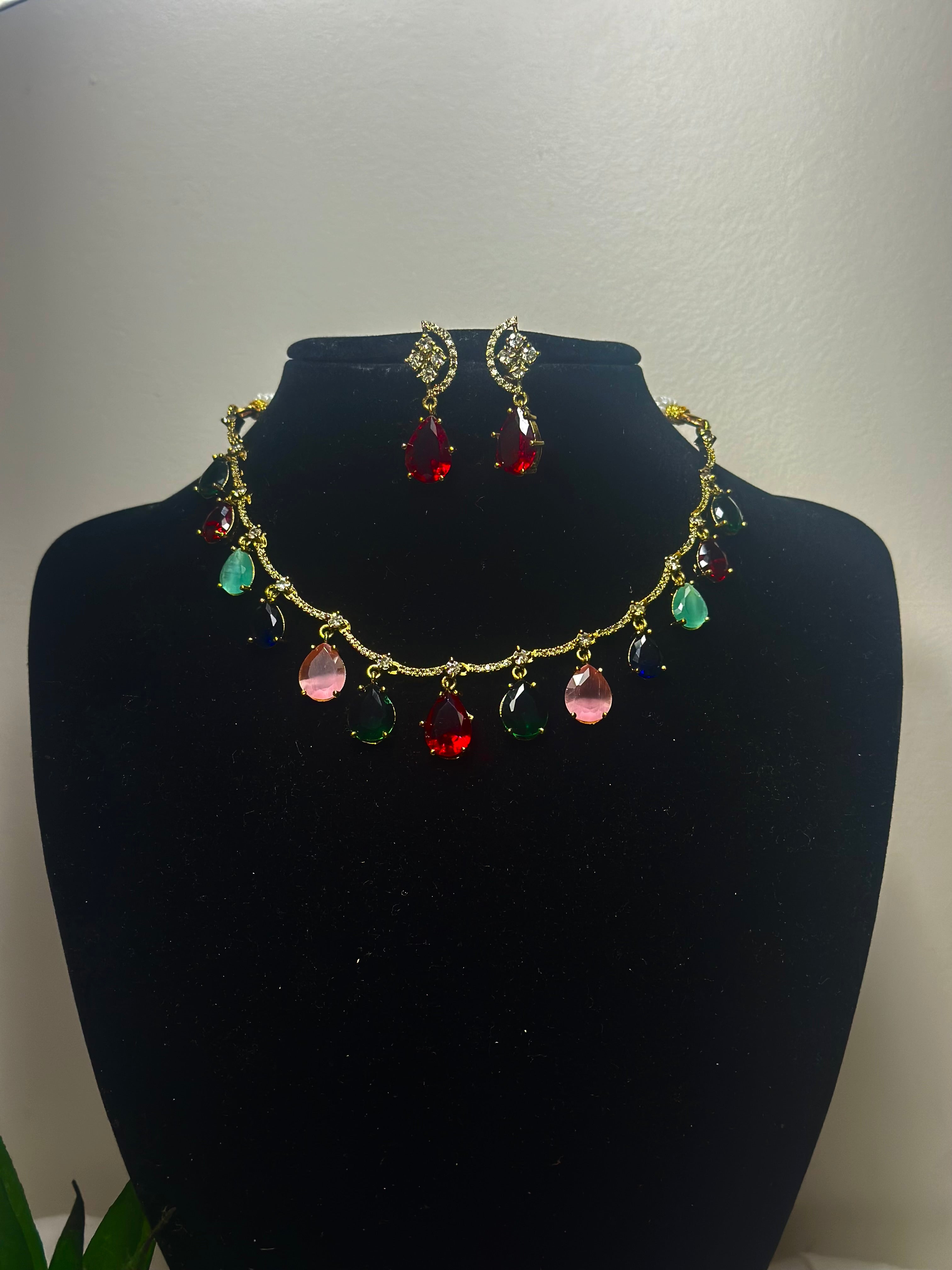 Multicolour Station Necklace Set