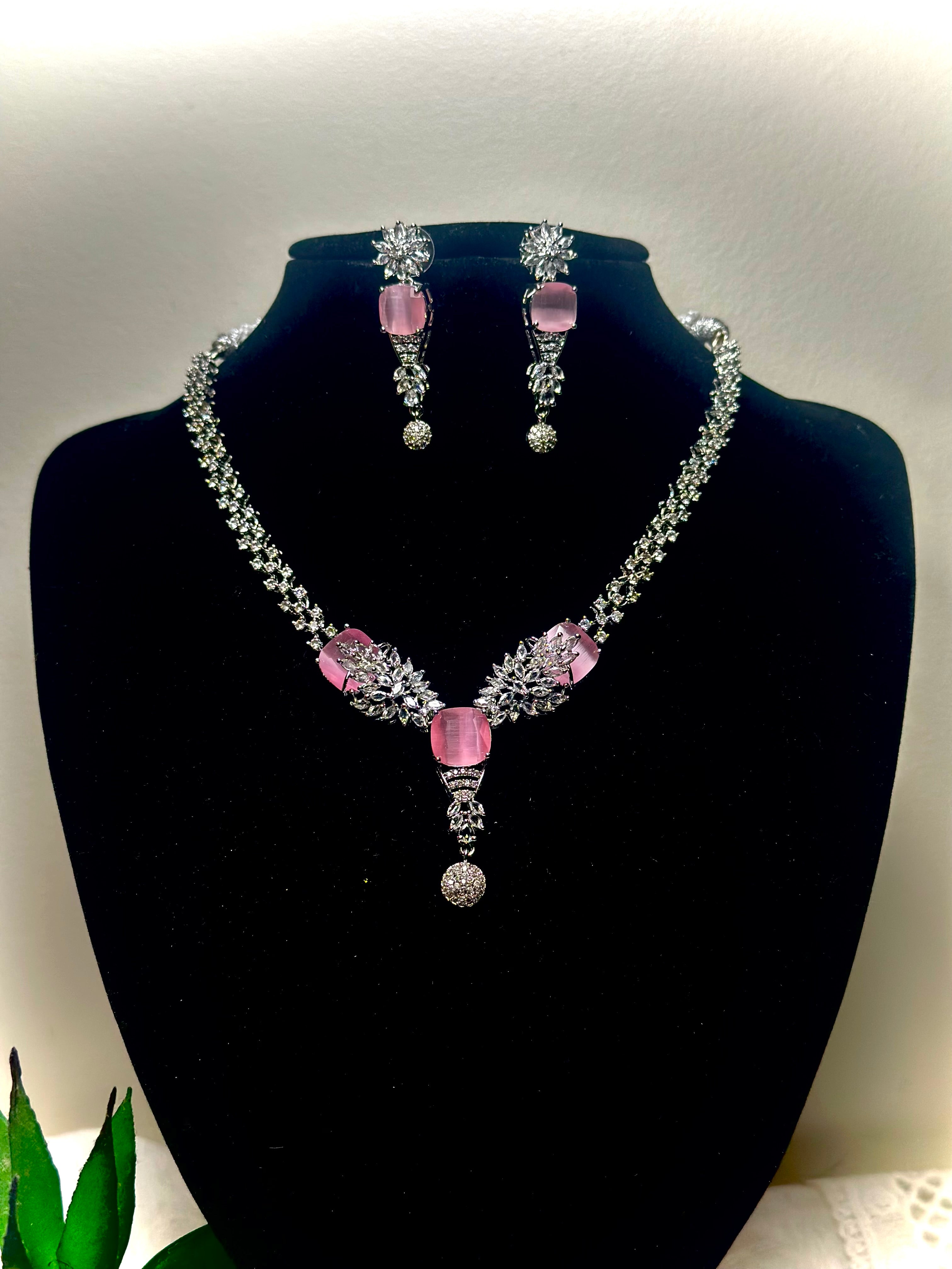 Hansika Blush Pink Kundan and Pearl Crescent Set