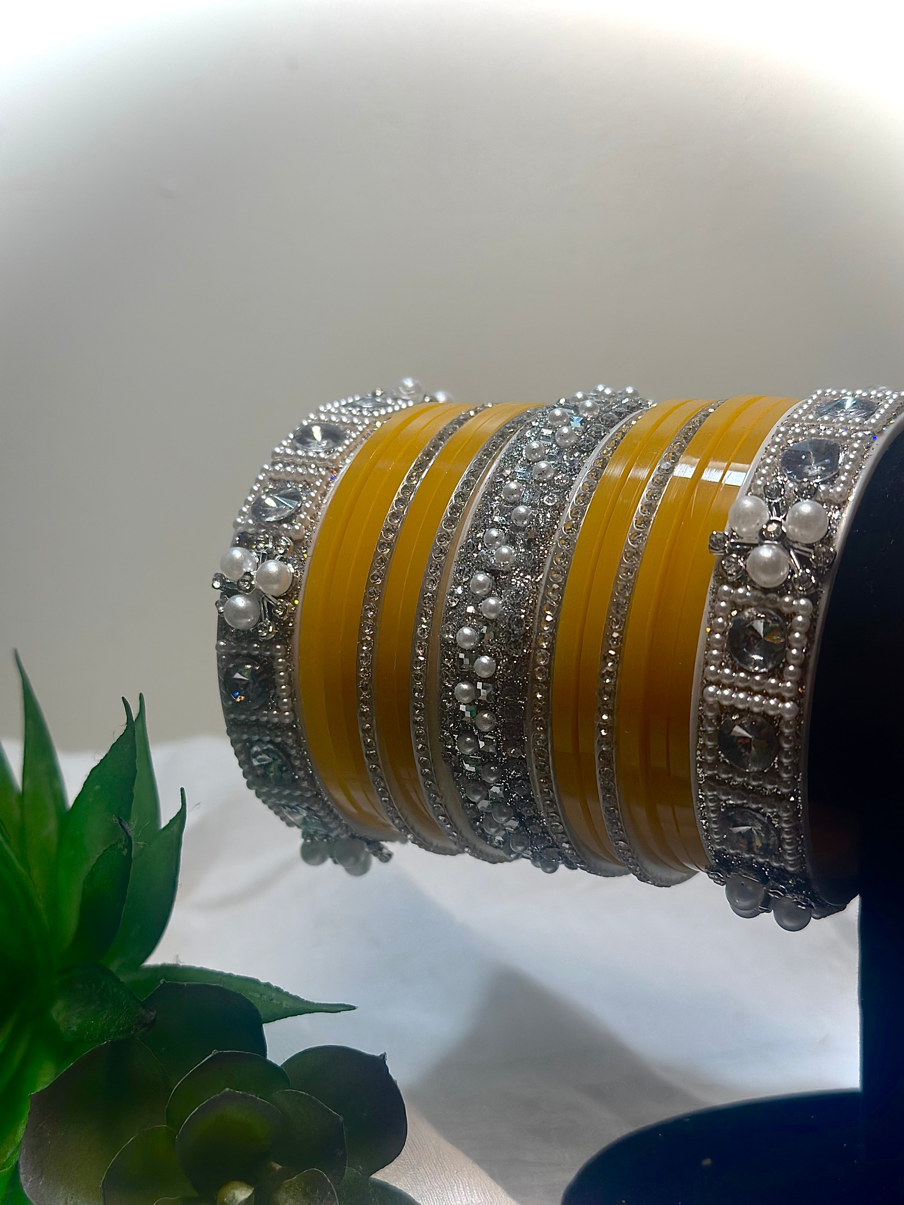The Reya Mustard and Silver Pearl Chura