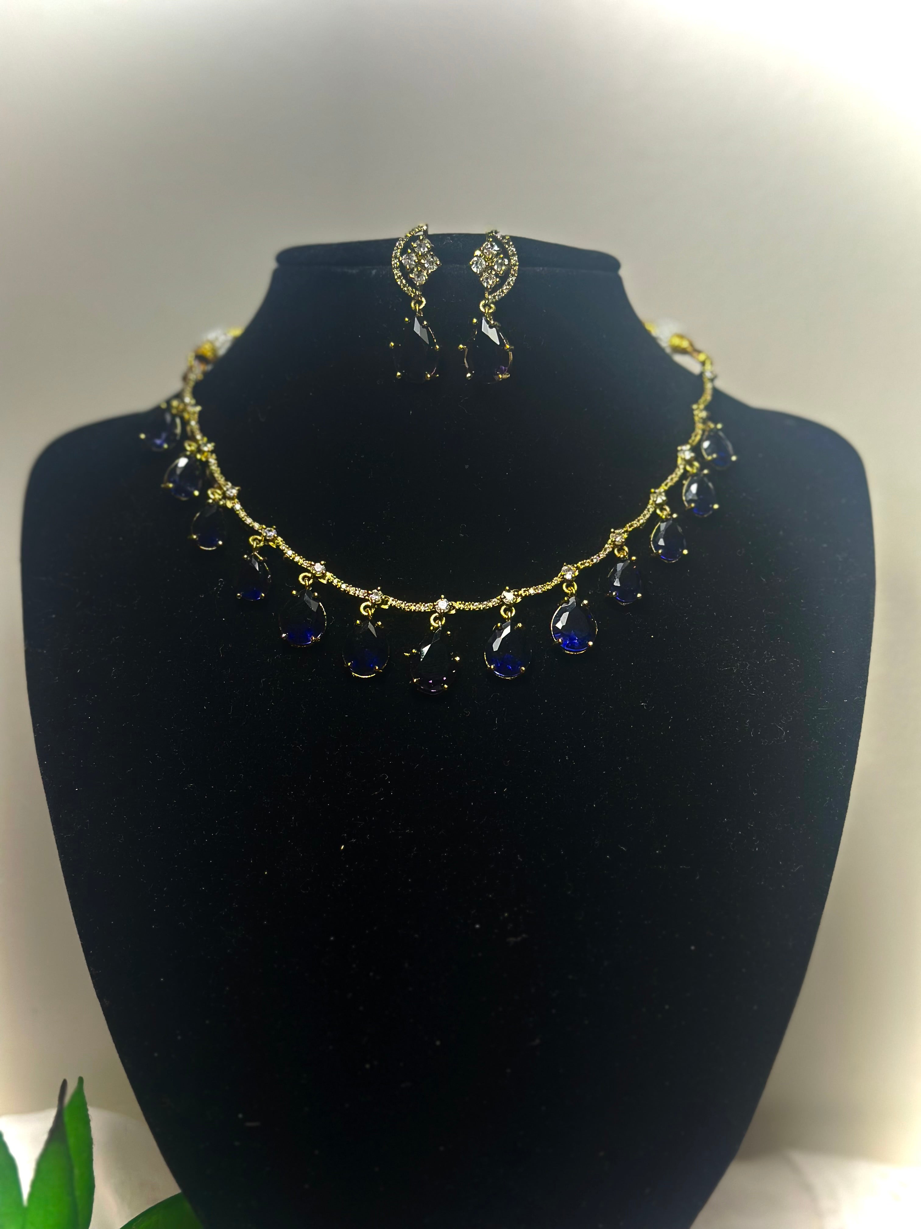 Royal Sapphire Twilight Teardrop Necklace Set