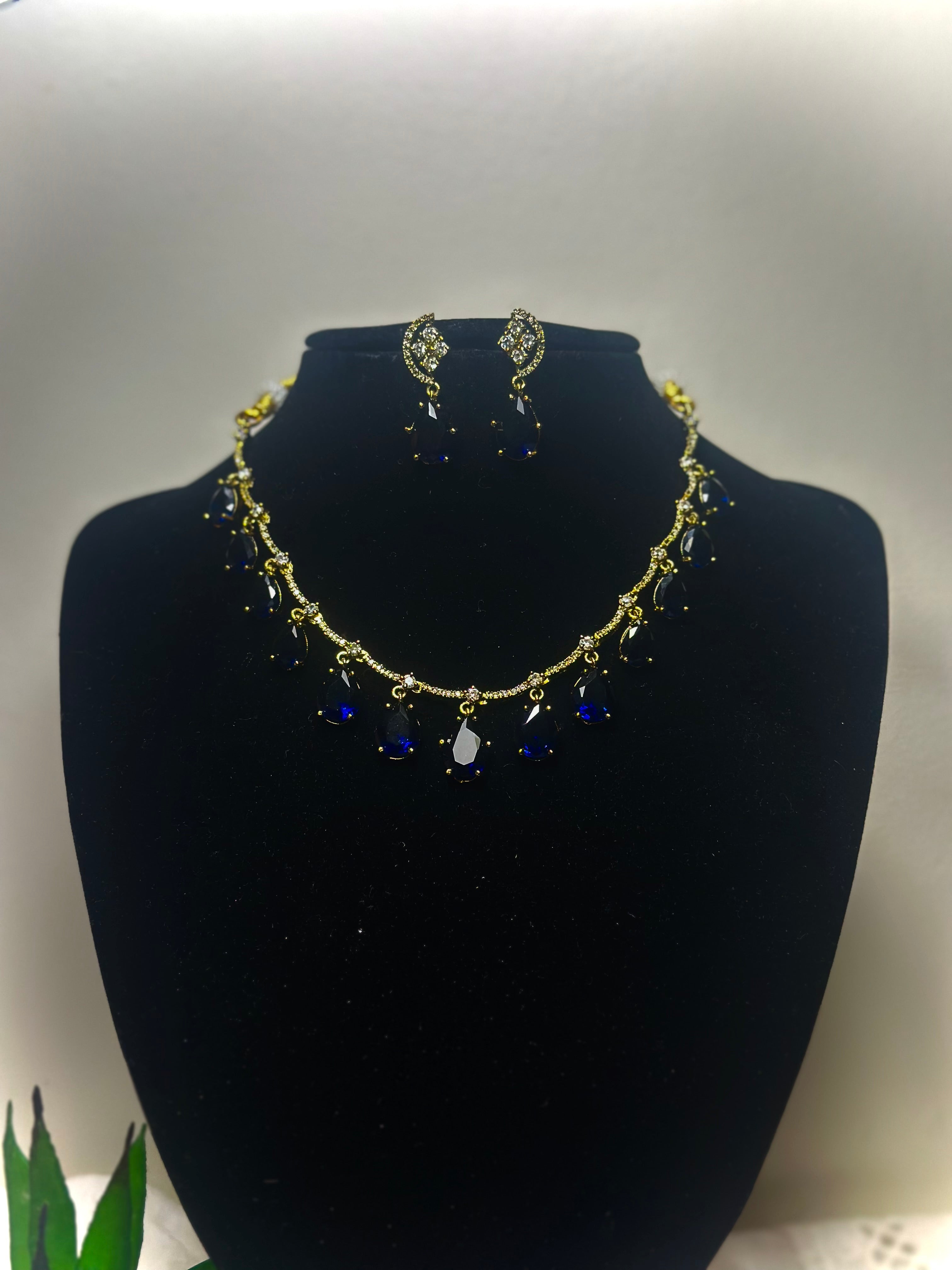 Meera Navratna Festivity Droplet Choker Set