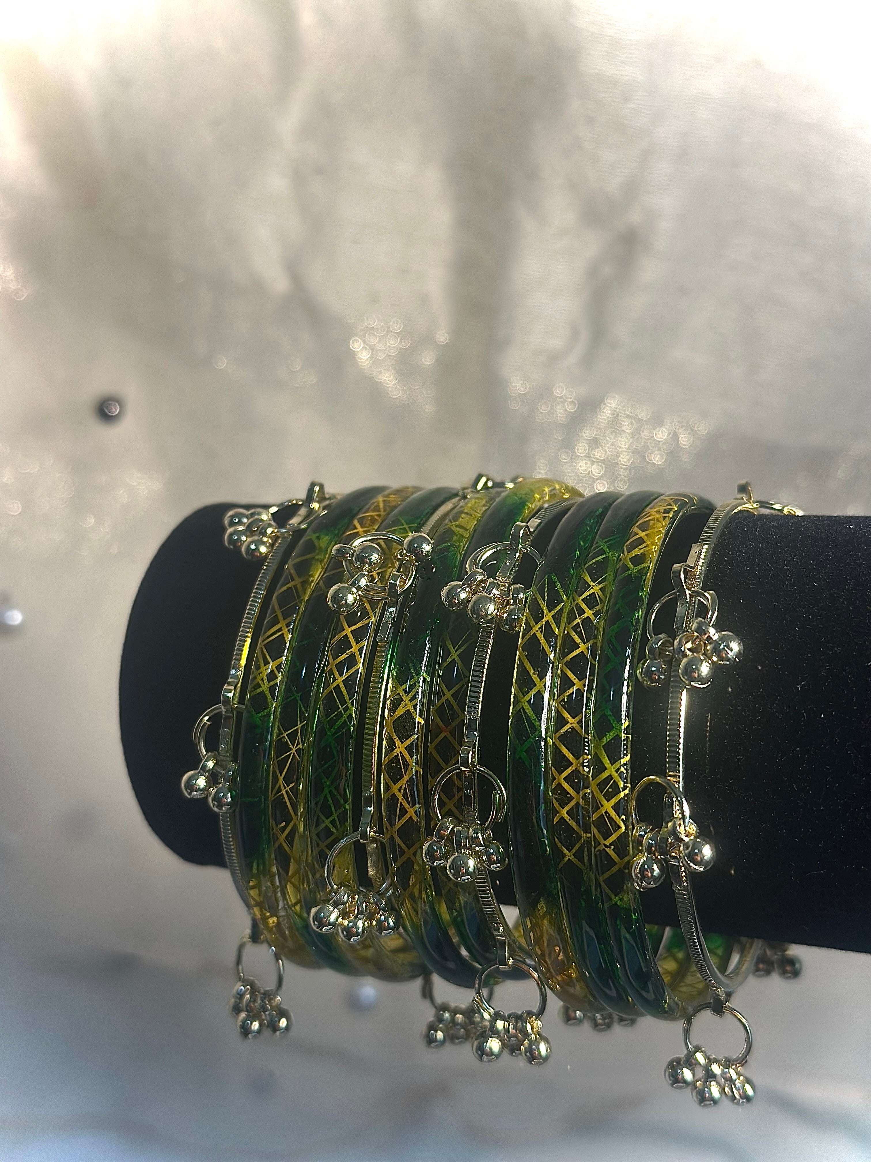 Greenyelloish Kashmiri Bangles