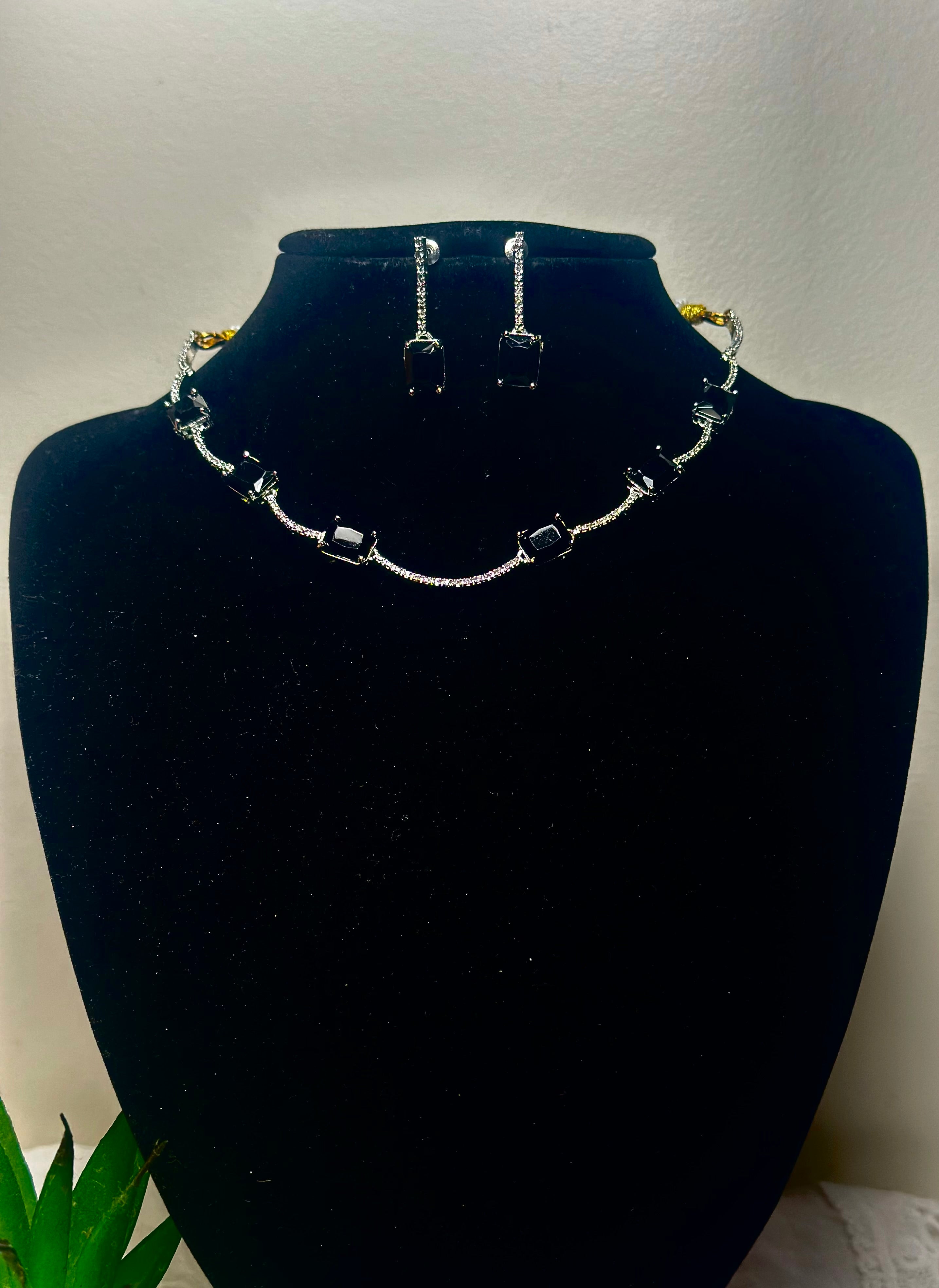 Midnight Marquise Cascade Lariat Necklace Set