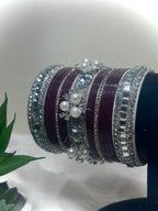 The Diya Maroon and Silver Bridal Chura