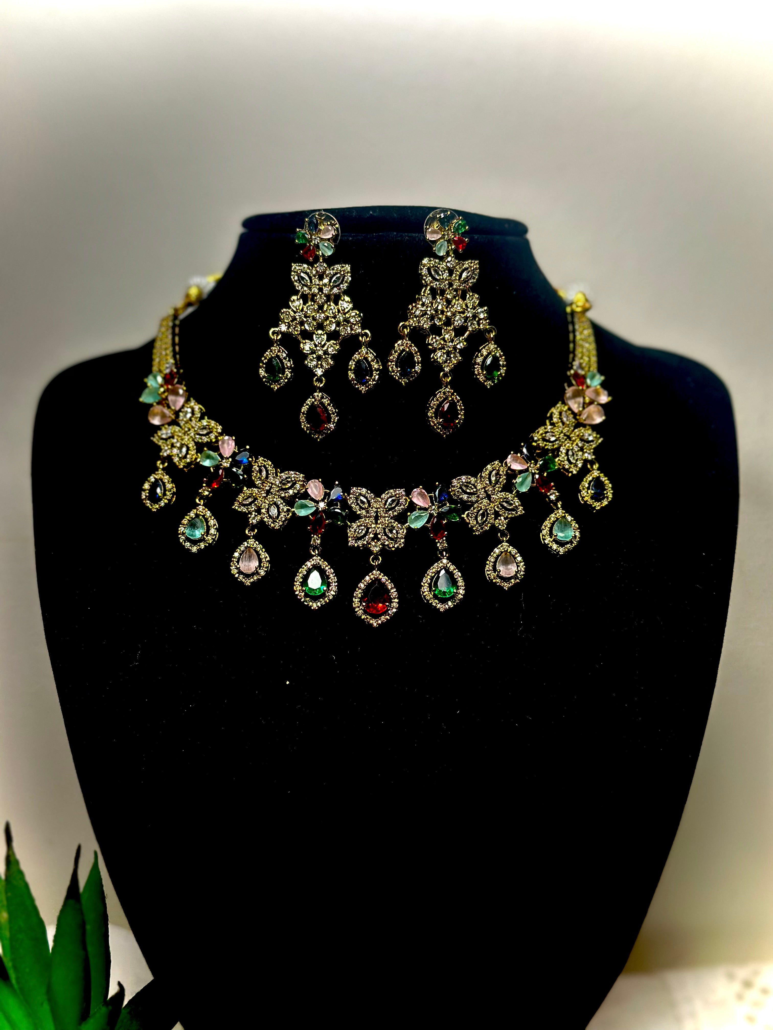 Ahana Emerald Tiered Bead Mala Set