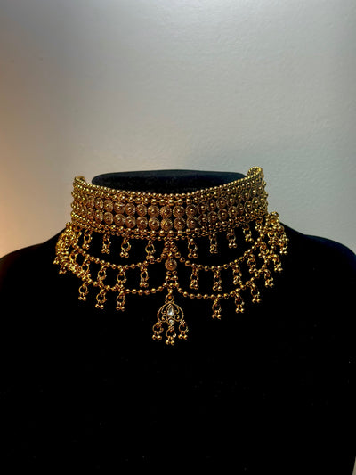 Maharani Antique Tiered Jhumka Necklace Set