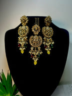 Noor Vintage Kundan Crescent Meenakari Set